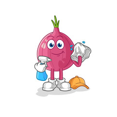 red onion cleaner vector. cartoon character