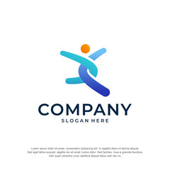 people walk logo permium vector