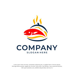 seafood resto logo premium vector