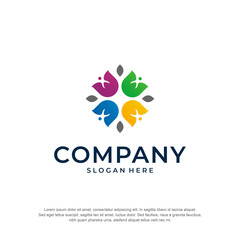 tulip flower community logo premium vector