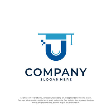 graduate logo initial u permium vector