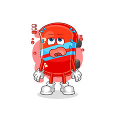 skateboard low battery mascot. cartoon vector