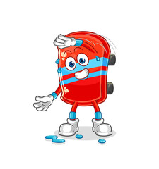 skateboard stretching character. cartoon mascot vector