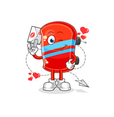 skateboard hold love letter illustration. character vector