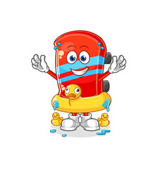 skateboard with duck buoy cartoon. cartoon mascot vector
