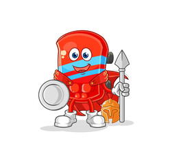 skateboard spartan character. cartoon mascot vector