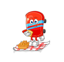 skateboard on a picnic cartoon. cartoon mascot vector