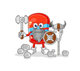 skateboard viking with an ax illustration. character vector