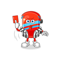 skateboard referee with red card illustration. character vector