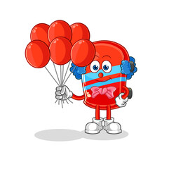 skateboard clown with balloons vector. cartoon character