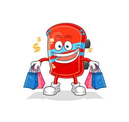 skateboard shoping mascot. cartoon vector