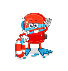 skateboard swimmer with buoy mascot. cartoon vector