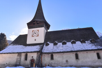 Reformierte Kirche Saint-Nicolas de Myre in Rougemont VD im Bezirk Riviera-Pays-d’Enhaut im...