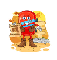 skateboard cowboy with wanted paper. cartoon mascot vector