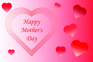 happy mother's day card with hearts and gradient background