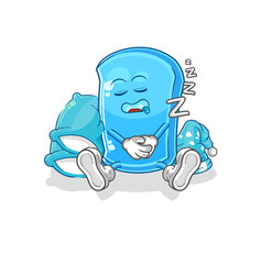 ski board sleeping character. cartoon mascot vector