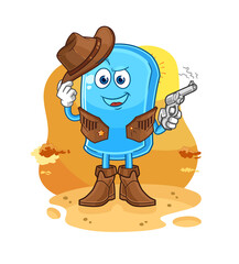 ski board cowboy with gun character vector