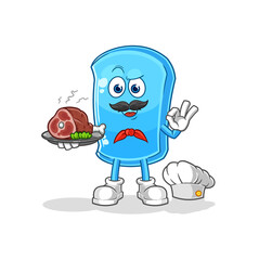 ski board chef with meat mascot. cartoon vector