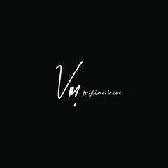 Initial Letter Vm Logo - Handwritten Signature Logo