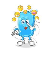 ski board laugh and mock character. cartoon mascot vector