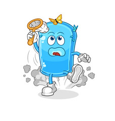 ski board catch butterfly illustration. character vector