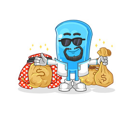 ski board rich arabian mascot. cartoon vector