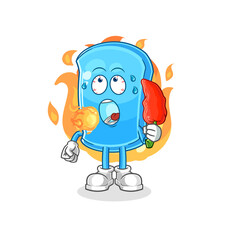 ski board eat hot chilie mascot. cartoon vector