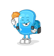 ski board goes to school vector. cartoon character