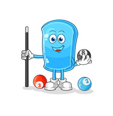ski board plays billiard character. cartoon mascot vector