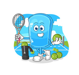 ski board plays tennis illustration. character vector