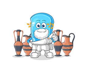 ski board with greek clothing. cartoon mascot vector