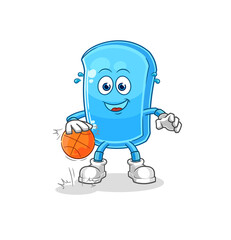ski board dribble basketball character. cartoon mascot vector