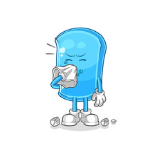 ski board blowing nose character. cartoon mascot vector