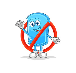say no to ski board mascot. cartoon vector