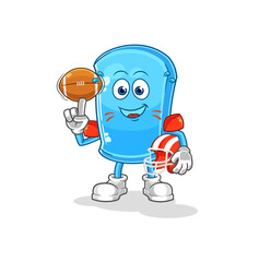 Obraz premium ski board playing rugby character. cartoon mascot vector