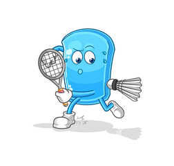 ski board playing badminton illustration. character vector