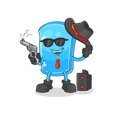 ski board mafia with gun character. cartoon mascot vector