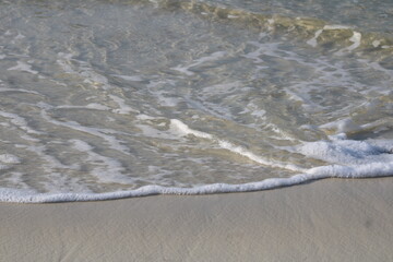 Waves Splashing On The Sand Bank. 
