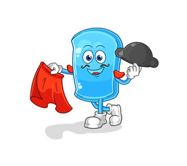 ski board matador with red cloth illustration. character vector