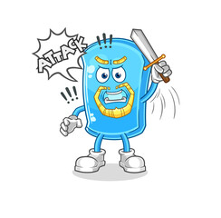 ski board knights attack with sword. cartoon mascot vector