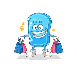 ski board shoping mascot. cartoon vector