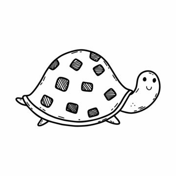 recommend clip art: Cute turtle on white background. Coloring book for kid with marine life.