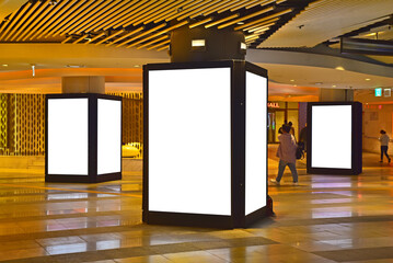 Background of indoor and underground electric billboard advertisement mock-up, 실내와...