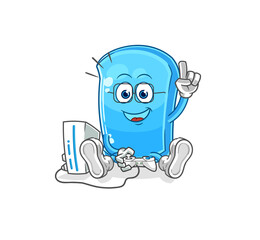 ski board playing video games. cartoon character