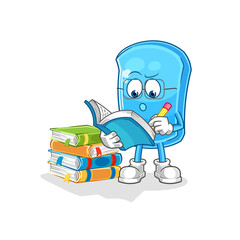 ski board studying mascot. cartoon vector