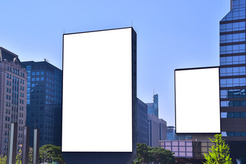 Outdoor billboard advertisement mock-up background of buildings in big cities, 도시의 건물옥외 전광판광고 목업배경