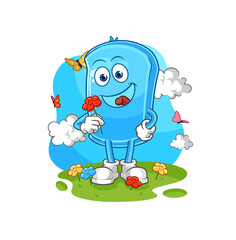 ski board pick flowers in spring. character vector