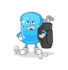 ski board with golf equipment. cartoon mascot vector