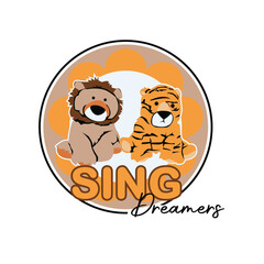 Illustration Vector Graphic of Tiger and Lion Cub logo