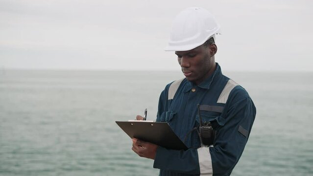 Deck Officer or seaman or ship fills checklist